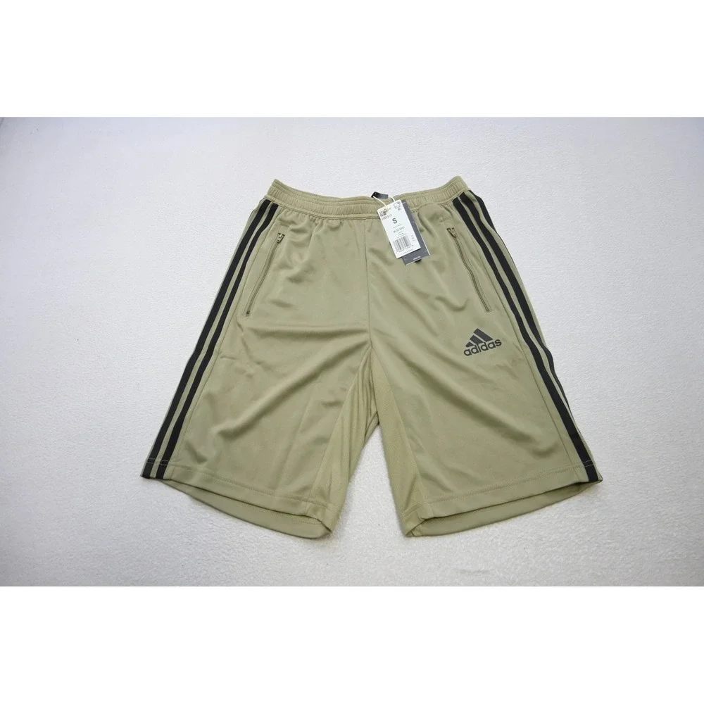Adidas Gym Shorts Mens S Green Aeroready 3-Stripe Training Soccer‎ Athletic New